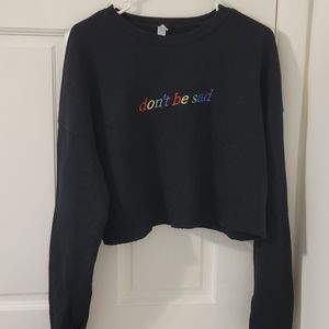 Scotty Sire don’t be sad Black Cropped Sweatshirt